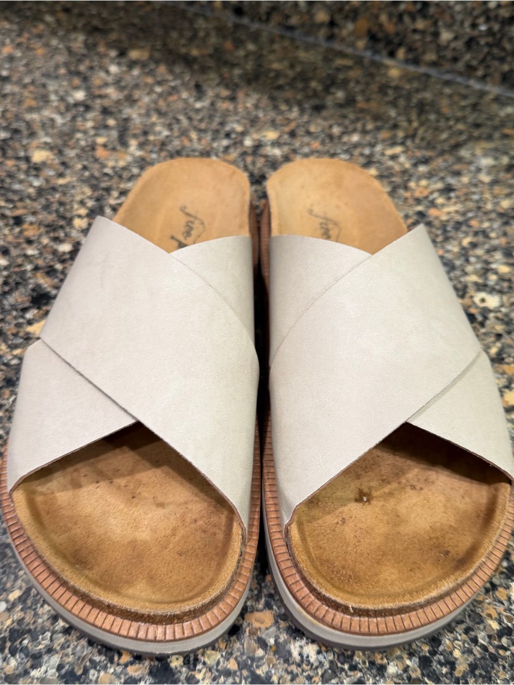 Neutral Crisscross Slide Sandals - Light Taupe Free People 38